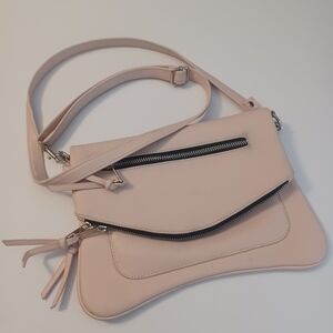 Amazon Faux Leather Pink Flap Over Crossbody Purse